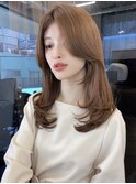 韓国レイヤーカット顔まわりカット大人ガーリーチョコレート