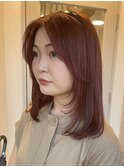ピンクブラウン 艶髪 髪質改善 韓国風 顔まわり 顔周り