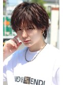 メンズナチュラルシースルーウルフ　抜け感ミディ