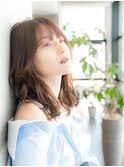 大人かわいい前髪セシルカットココアブラウンフリンジウェーブ