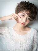 グレーベージュアッシュ抜け感フェザーショートu越谷30代40代