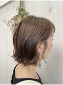 ぱつっとボブ切りっぱなしボブイアリングカラーボブハイライト