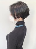 大人黒髪刈り上げハンサムショート前髪なし20代30代40代髪型