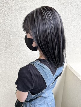 ラミエ バイ メルト 吉祥寺(lamie by melt) *滝田*コントラストハイライト シルバーグレー レイヤーロング