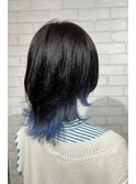 ウルフカット/イヤリングカラー/インナーカラー/サファイア