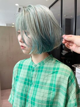 アルバム 銀座(ALBUM GINZA) グリーンミディ_斜めバンググレージュカラー_ba409012