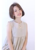 ストレート　まるみ　ワンカールボブ　ベージュブラウン