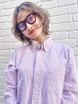 Say.ショートボブホワイトグレージュミニウルフ細めハイライト
