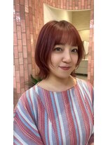 ソレイユトウキョウシブヤ(SOLEIL TOKYO shibuya)&nbsp;ミディアム肩上フェイスレイヤーウルフチェリーレッド