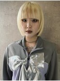 レイヤーカット//イメチェン/ホワイトブロンド/外ハネボブ/美髪