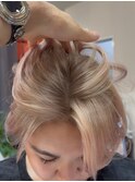ルーツカラーホワイトブロンドペールピンクケアブリーチ