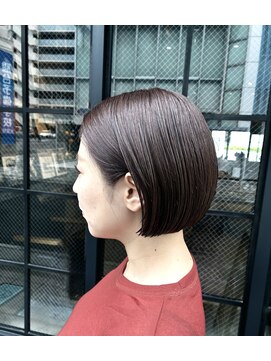 オーガニック アトリエ 大宮(organic+atelier) 20代30代透明感暗髪アッシュブルーグレージュ丸みボブ