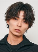 難波フェザーパーマフェザーショートニュアンスパーマ20代黒髪