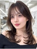 三鷹レイヤーカット韓国ダブルカラー顔周り前髪カットボブ