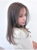 レイヤーカット/ブリーチなしダブルカラー/アッシュベージュ