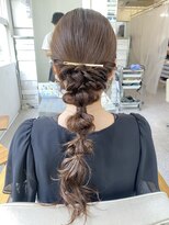 ヘアー アレス(hair ales) 編みおろしアレンジ　ダウンスタイル　結婚式アレンジ