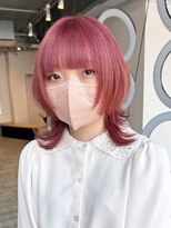 アルバム 池袋(ALBUM)&nbsp;チェリーピンクウルフ_斜めバンググレージュカラー_ba461321