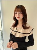 くびれヘア/外巻き/セミロング/前髪/サイドバング/小顔