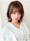 ホワイトグレージュミニウルフデジタルパーマチェリーブラウン
