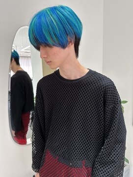 ジーナ 天神(Zina) ブルーデザインカラーマッシュ 【メンズサロンZina 天神】