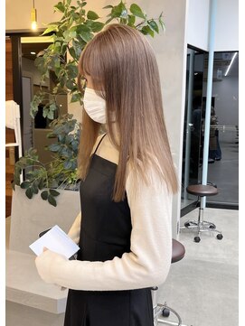 アム(am) 切りっぱなしボブグレージュボブミルクティーベージュボブ