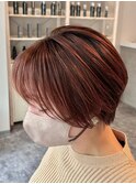 レディースショート×ピンクオレンジ