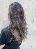 グレージュグラデーション_セミウェットウェーブ_ba307021