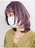ラベンダーアッシュ_チェリーブラウンフェミニンロング_ba339671
