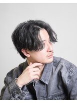 シャドウパーマ無造作パーマセンターパートマッシュヘア毛流れ