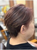 絶壁解消/ひし形/くびれ/斜めバング/60代50代40代/ミセスヘア7A