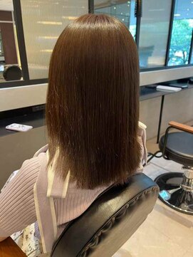 ダブル(W) 切りっぱなしセミロング/ブラウンベージュ