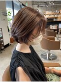 ひし形ショートボブ×透明感ブラウン
