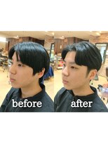 カズ 中津店(KAZU)&nbsp;直毛センターパートを柔らかく曲げるポイントパーマ 【茨木市】