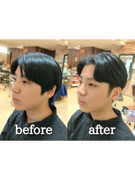 カズ 中津店(KAZU) 直毛センターパートを柔らかく曲げるポイントパーマ 【茨木市】
