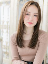 大波純一美容室パーティハン&nbsp;オリーブベージュエアストレートレイヤーロングa小山20代30代