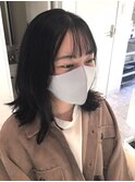 ボブ/ミディアム/外はね/シースルーバング