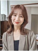 ★くびレイヤーエモージュ前髪薄めバング小顔カット大人ガーリー