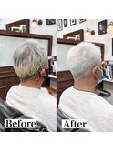 白髪ぼかしホワイトブリーチ×刈り上げスタイル