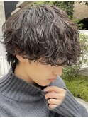 メンズマッシュウルフカット波巻きツイストスパイラルパーマ渋谷