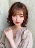 美髪ミディアムストレート/寒色系カラー/極細ハイライト