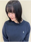 無造作レイヤー×ブルーブラック20代30代大人可愛いミディアム