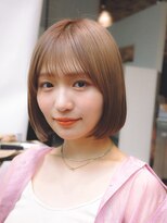 ロウ 銀座(RAW)&nbsp;ボブ　銀座　ワンレングス　顔周りカット　ローズブラウン