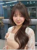 竹下レイヤーカット/グレージュ/ロングレイヤー/前髪顔まわり