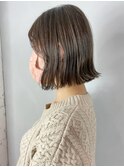 ハイライト切りっぱなしボブ_こなれミディくすみブルー_ba363912