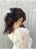 ヘアアレンジ_リボンポニーテール