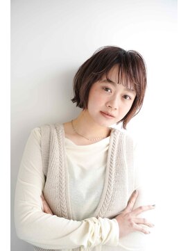 トクテ 高円寺(tokute) くびレイヤーエモージュ前髪モテベージュレイヤーミディ/高円寺