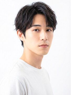 フェザーパーマ/メンズウルフ/センターパート/ニュアンスパーマ