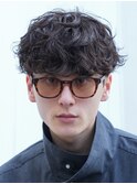心斎橋シャドウパーマメンズマッシュセンターパート緩め強め30代