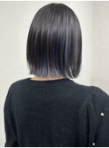 ミルクティーブロンド/ダークブルー/デジタルパーマ/中央林間