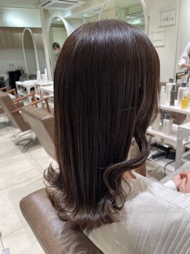 フォルテ 横浜店(FORTE) ロングヘア、グレージュカラー、ココアベージュ、黒髪縮毛